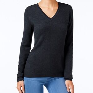 Charter Club Luxury Cashmere Gray V Neck Long Sleeve Sweater‎ Women's Size 1X
